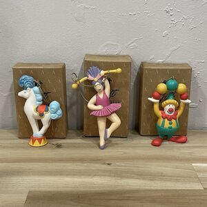 Vintage  Avon Three Ring Circus Performers Christmas Ornaments 3” Tall